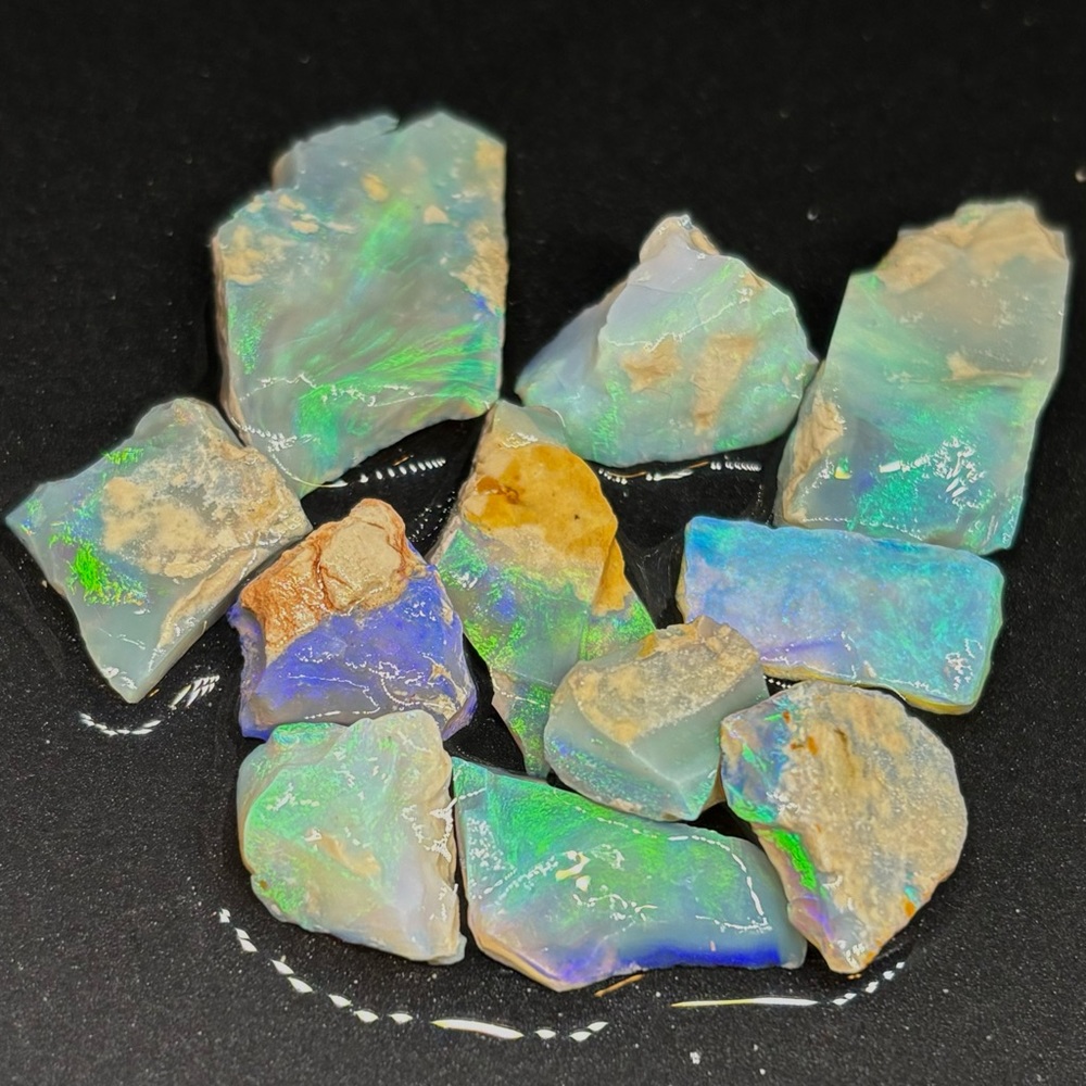 Colorful Bright Fires Grawin Australian Rough Raw Uncut Opal Stone Parcel